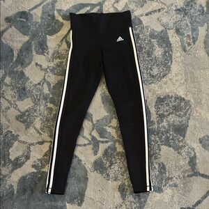 Adidas Black Leggings with White Stripes